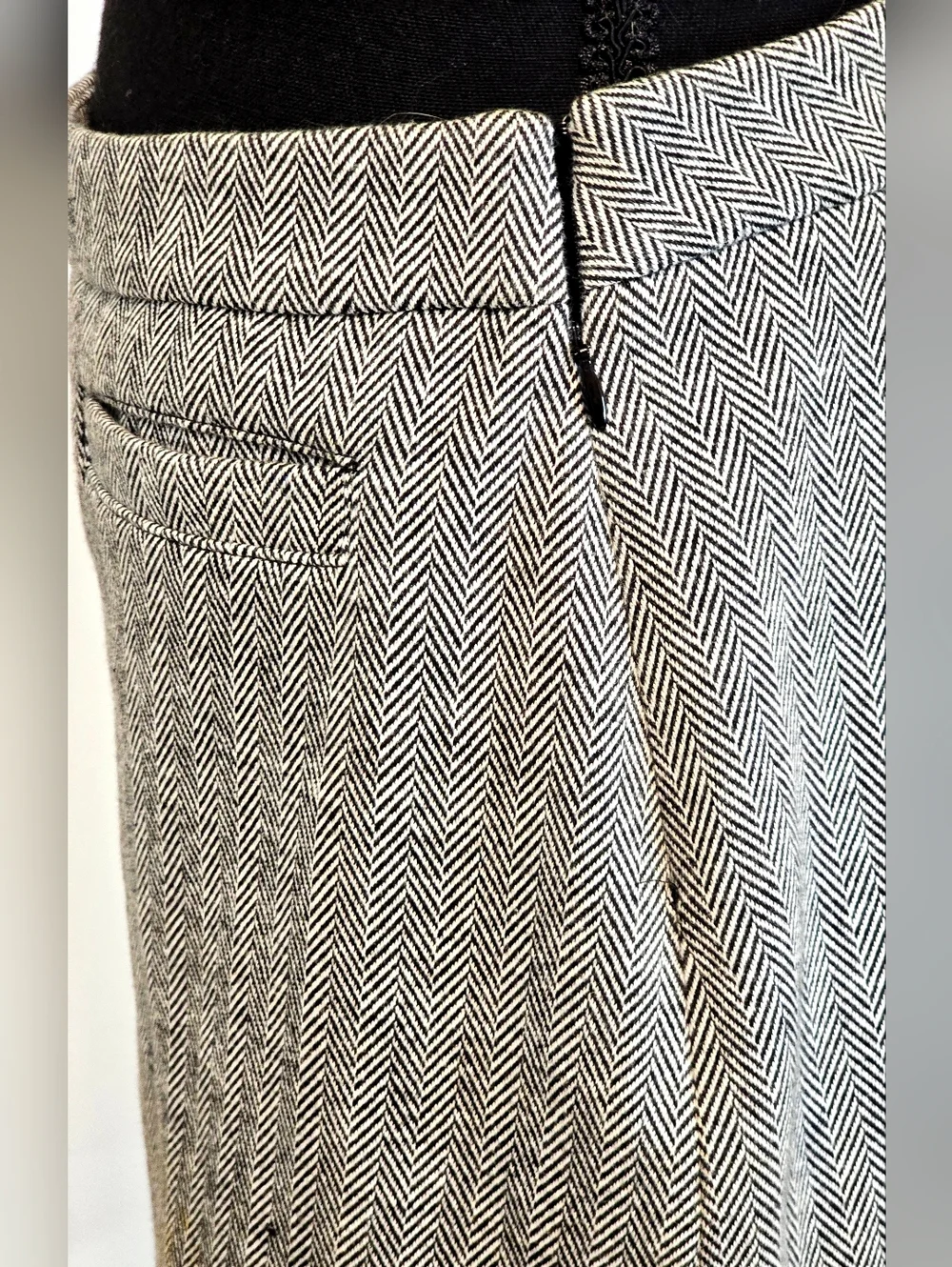 Talbots Herringbone Pencil Skirt Petite 6 Gray Work Office Career